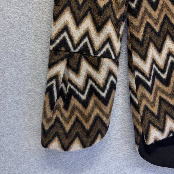 Anthropologie Luii Jacket Womens Small Brown Black Chevron Zig Zag Shawl Collar - Picture 3 of 11